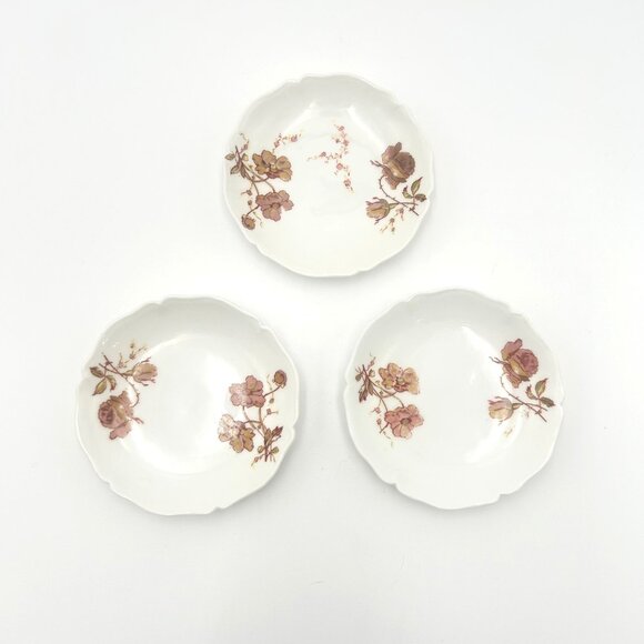 Antique Hand Painted Butter Pat Dishes, Set of 3, Limoges A Lanternier France - Picture 1 of 9